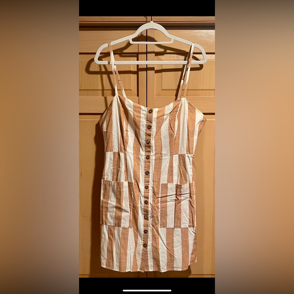 Forever 21+ Brown and White Striped Mini Dress